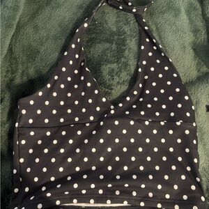 SHEIN Black and White Polka Dot Halter Top
